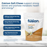 Informations nutritionnelles visibles sur l'emballage Bariatric Fusion Calcium vanille.