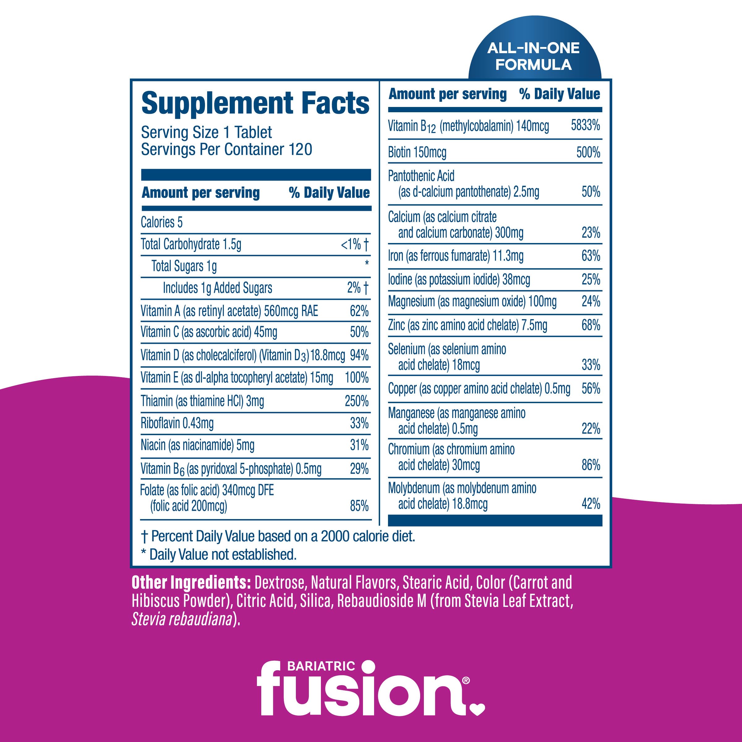 Bariatric Fusion goût fruits rouges, comprimés agréables à mâcher.