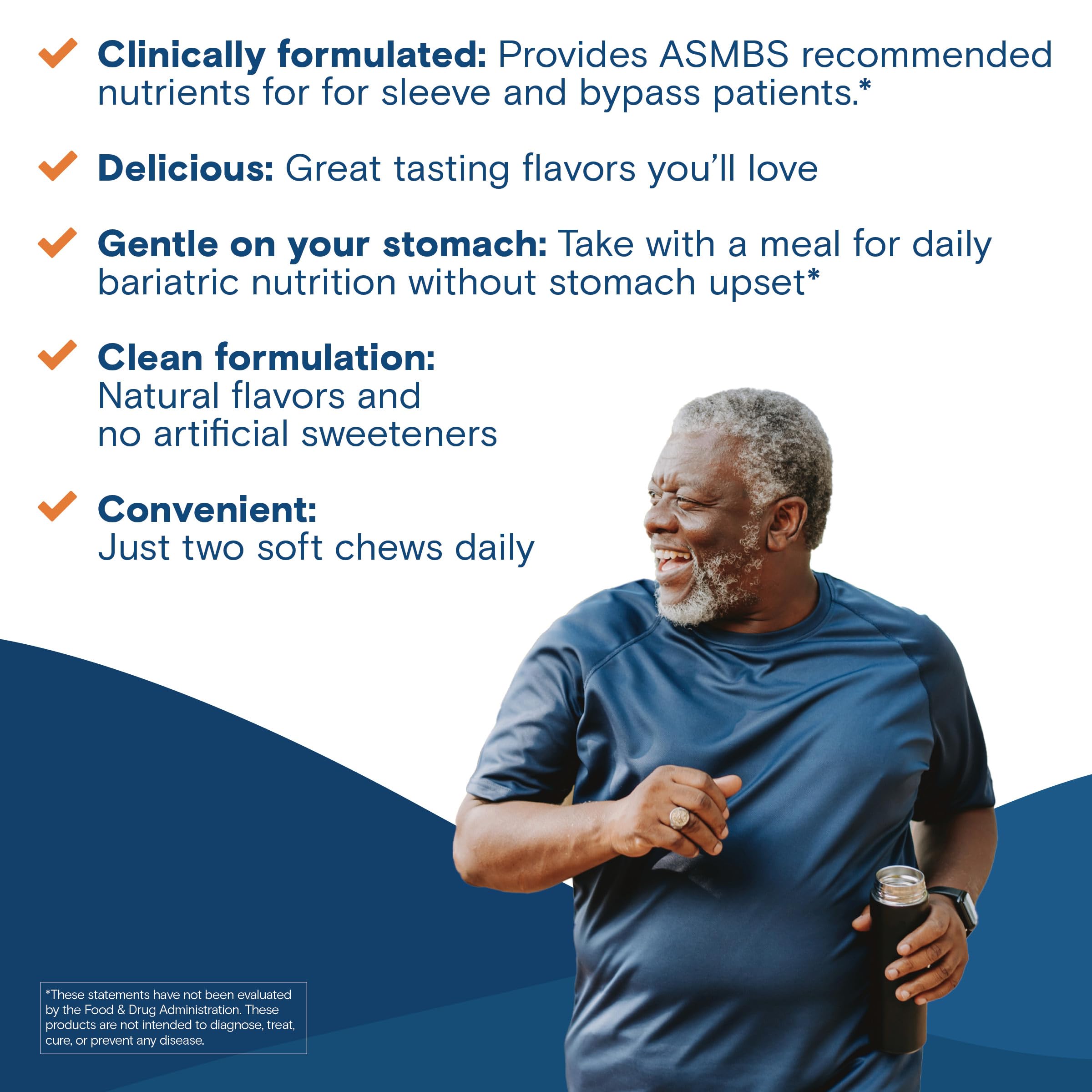 Bariatric Fusion Soft Chew Tropical Fruit – formule sans fer ni calcium.