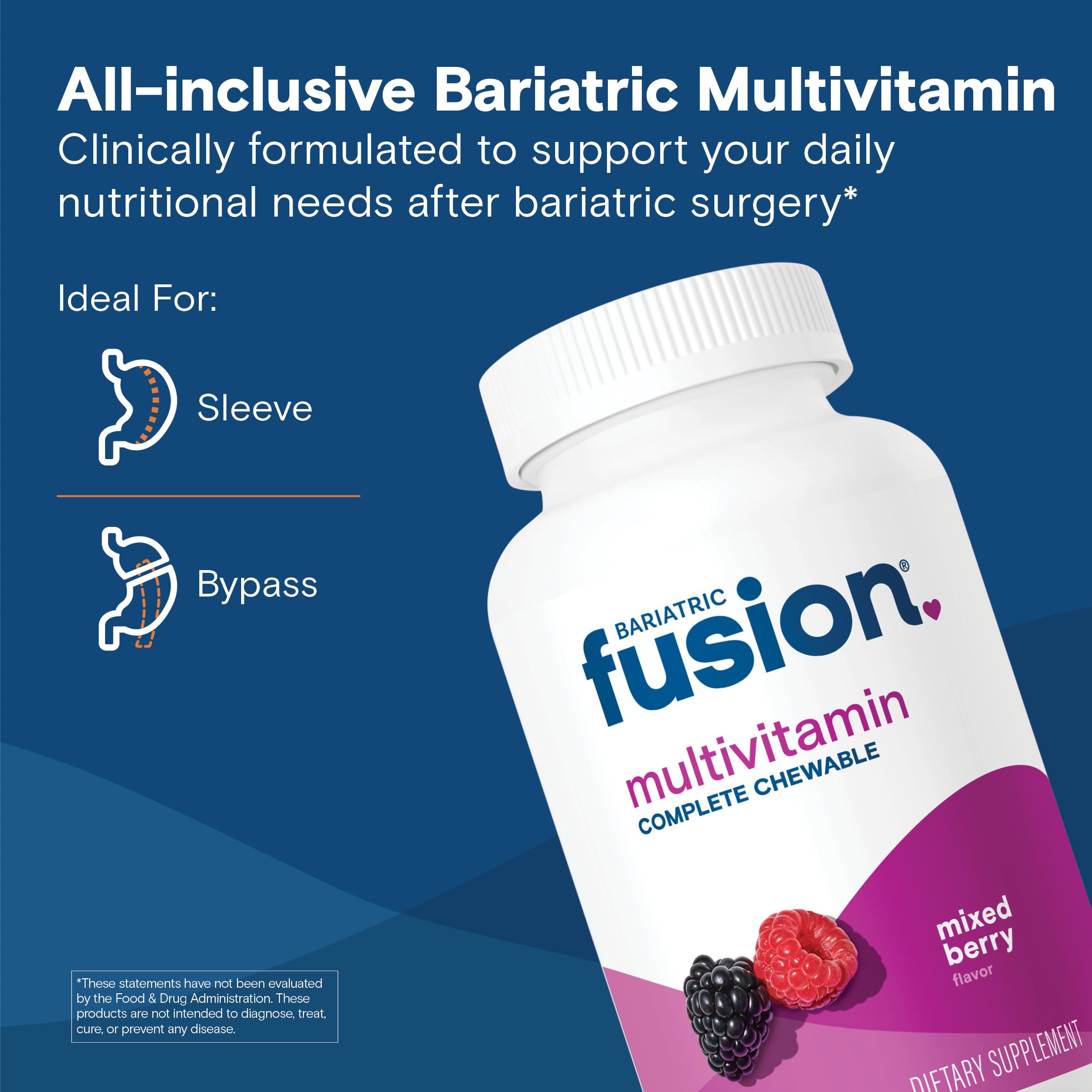 Bariatric Fusion comprimés à mâcher, 4 par jour, facilité de la routine quotidienne.