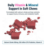 Bouchées calcium citrate, texture agréable et sans édulcorants artificiels