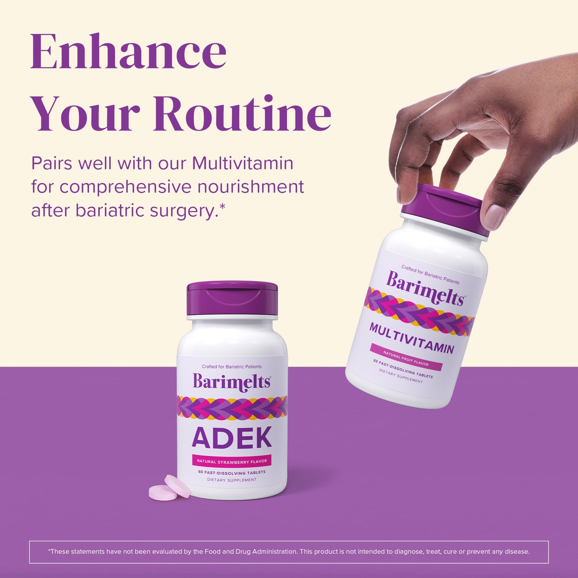 Barimelts ADEK, mode d'emploi simple et quotidien pour une routine post-bariatrique.