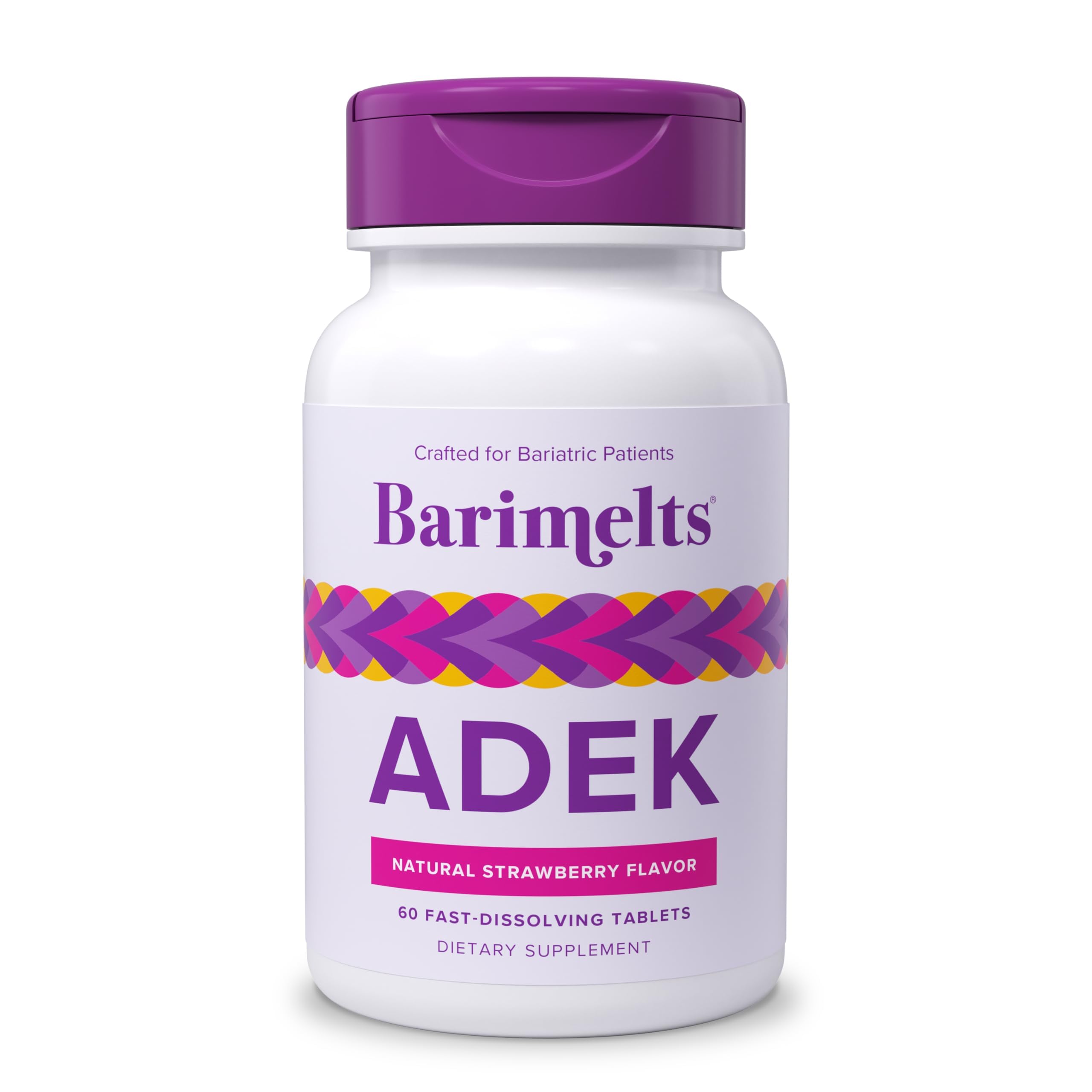 Barimelts ADEK, tablettes fondantes sans sucre, faciles à consommer après une chirurgie.