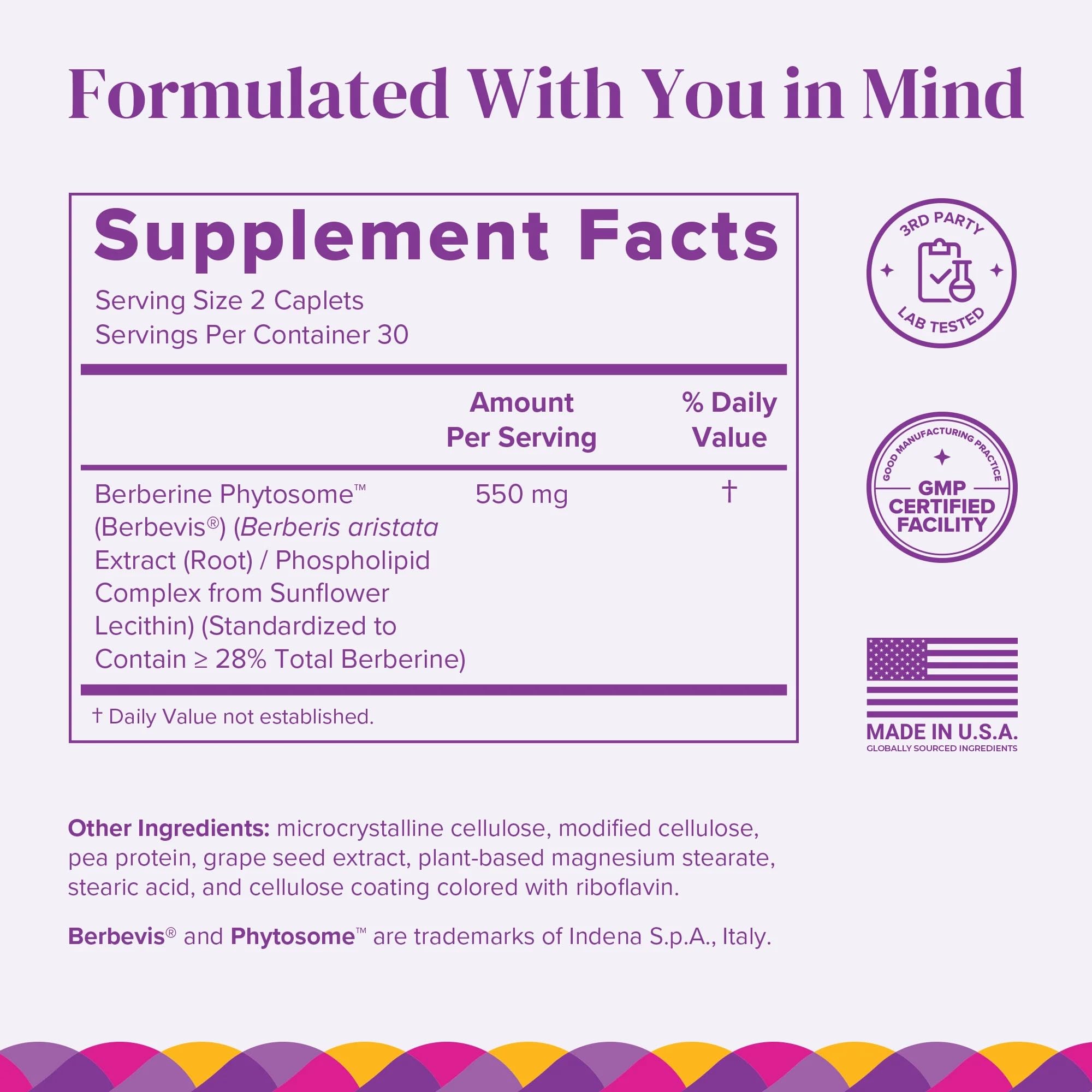 Barimelts Berberine Phytosome bouteille opaque mettant en avant la qualité