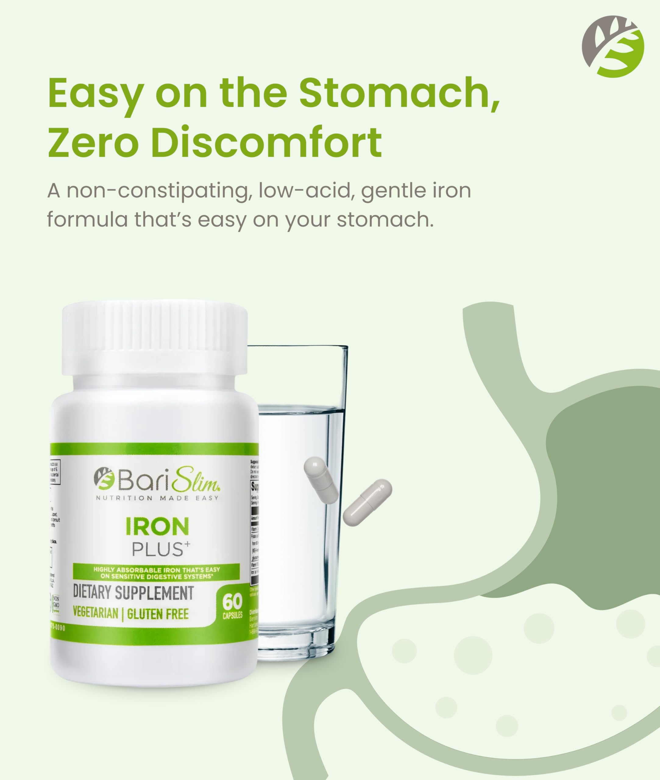BariSlim Iron Plus - digestion douce pour estomac sensible après chirurgie.