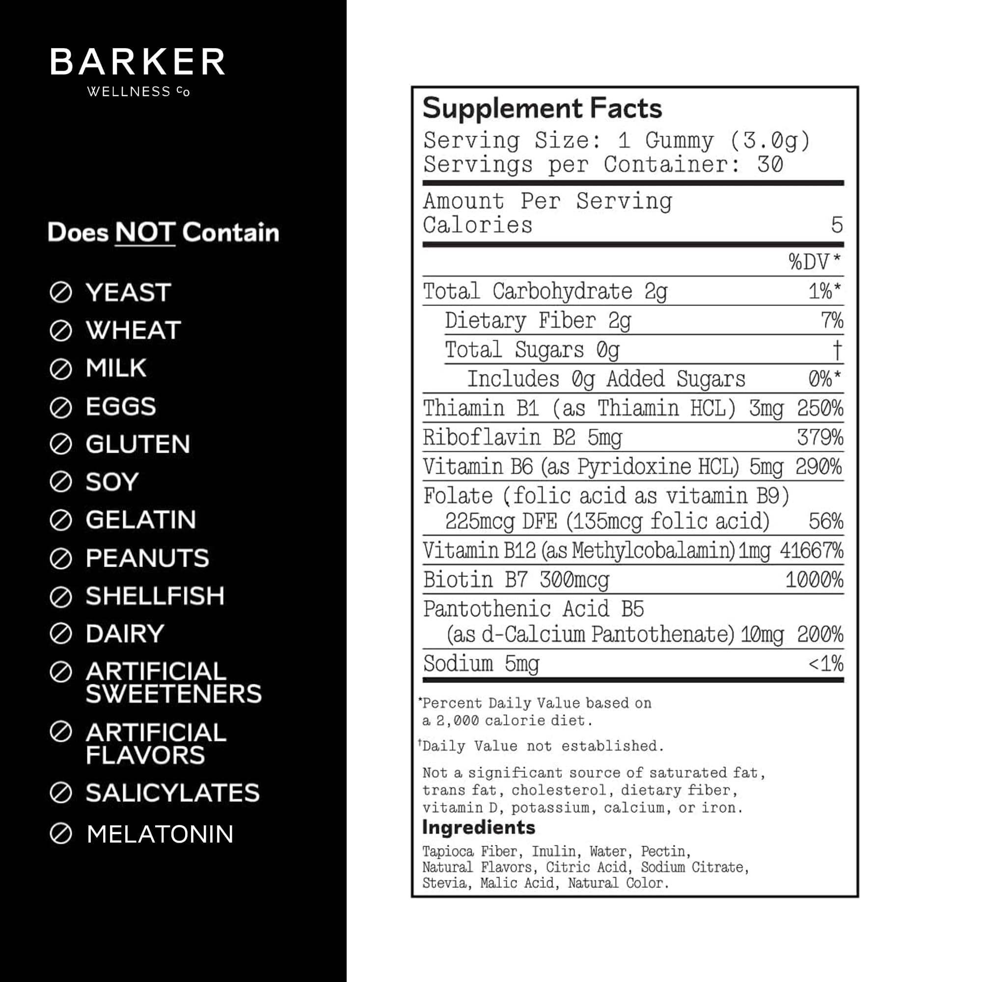Bouteille Barker Wellness Co GUMMIES B-Complex cerise, format pratique à emporter.