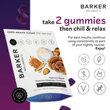 Gommes Barker Wellness nocturnes : bouteille ouverte, texture douce, favorisant le sommeil.