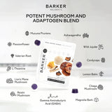 Gommes adaptées végétales Barker Wellness, flacon posé sur table de nuit, ritualisation du repos.