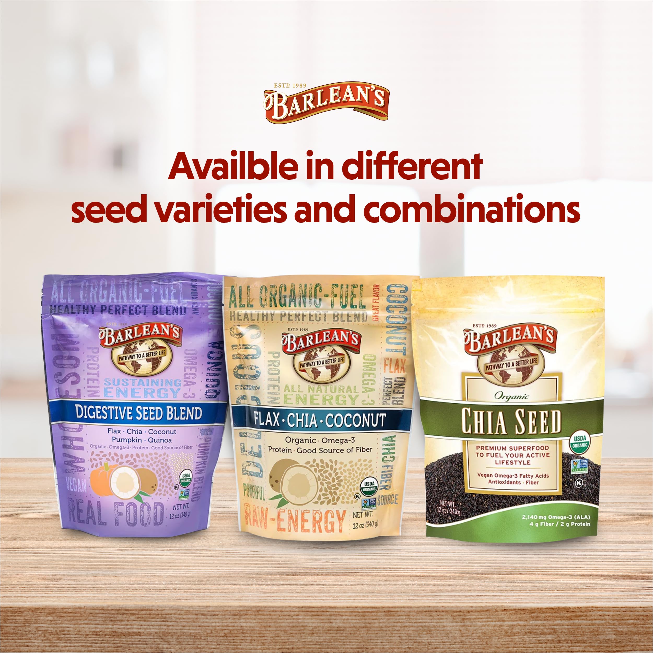 Cuillère-doseur Barlean's Digestive Seed Blend, pratique pour doser chaque portion.