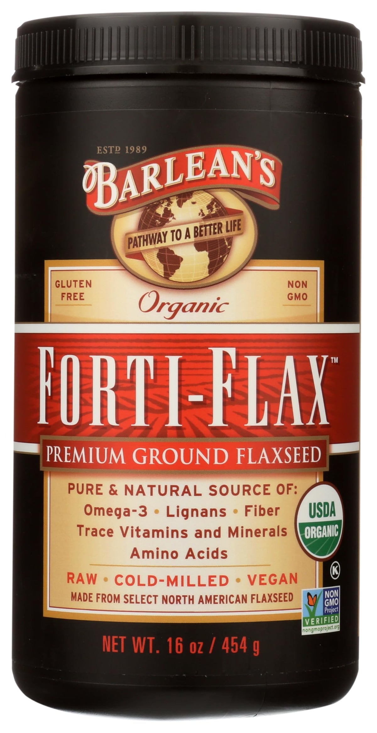 Barlean's Forti-Flax paquet bio prêt à ajouter aux petits-déjeuners riches en fibres.