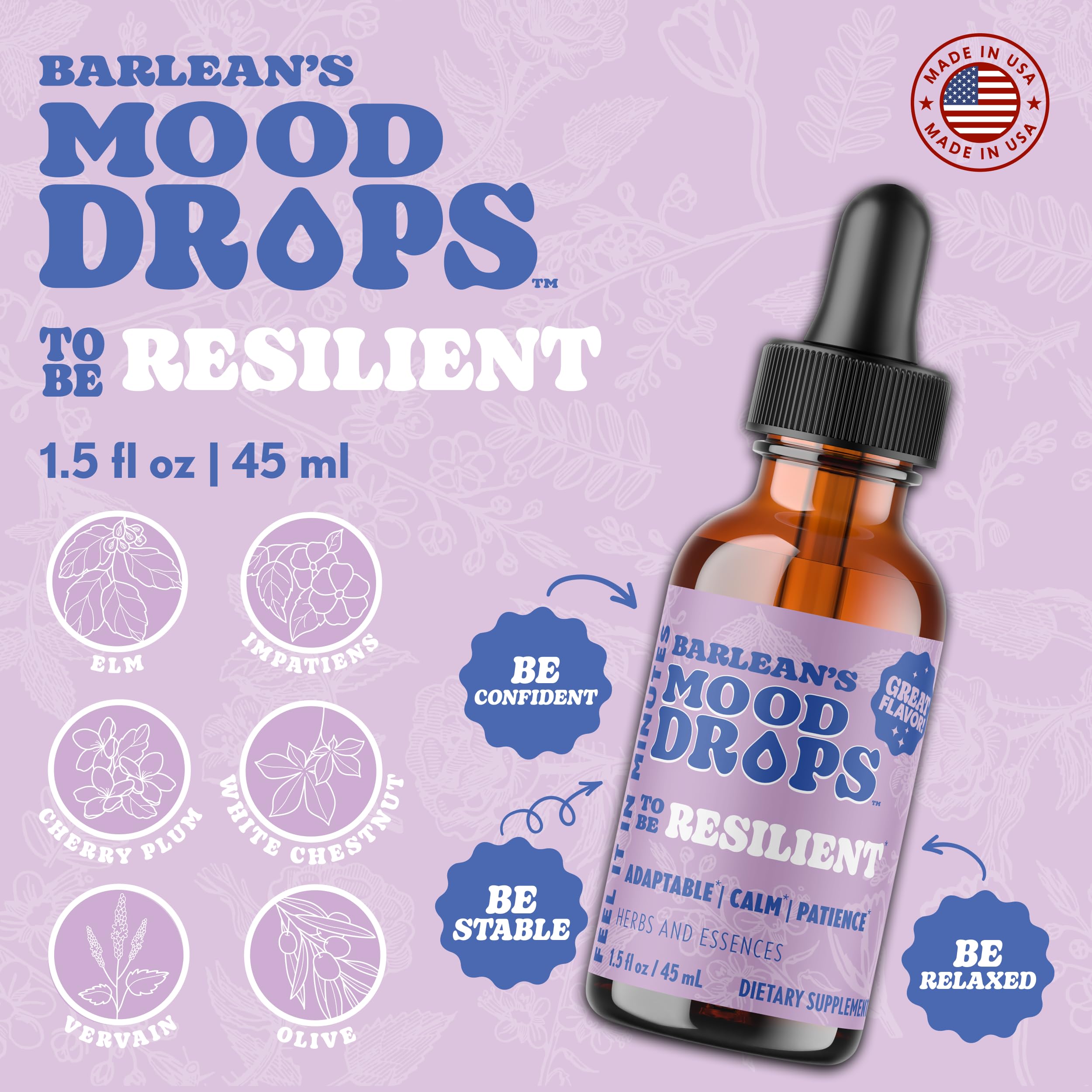 Barlean's Mood Booster flacon ambré, stockage pratique et stable