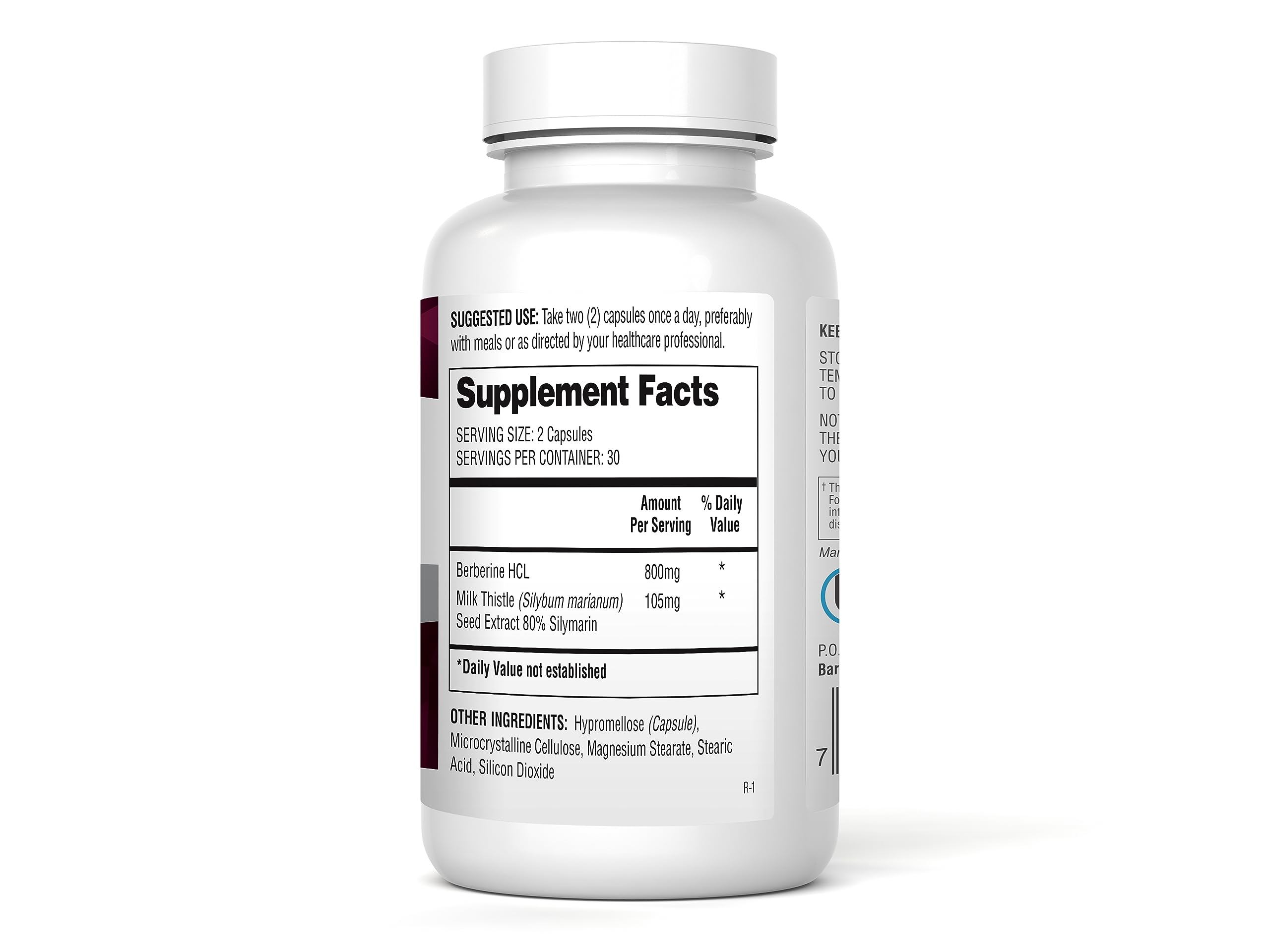 Barton Nutrition Berberine avec chardon-Marie améliore l'absorption et l'efficacité.
