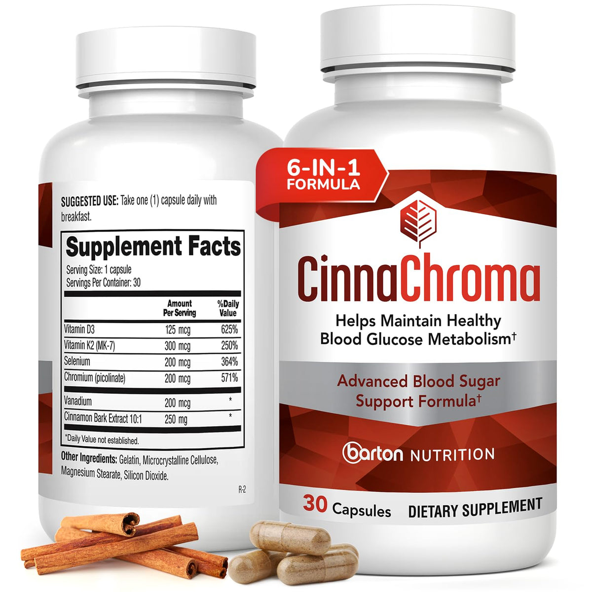 CinnaChroma Barton Nutrition: capsule avec extrait 10:1, soutient le métabolisme.