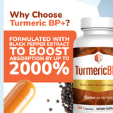 BioPerine poivre noir TurmericBP+ : absorption renforcée et biodisponibilité améliorée.