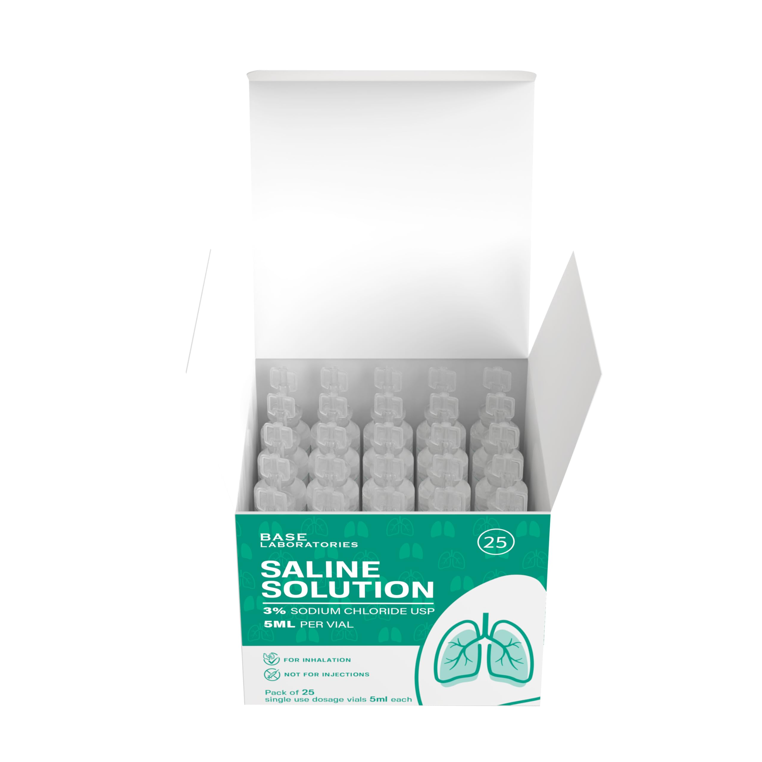 BASE LABORATORIES pack 25 flacons 5 ml saline 3%