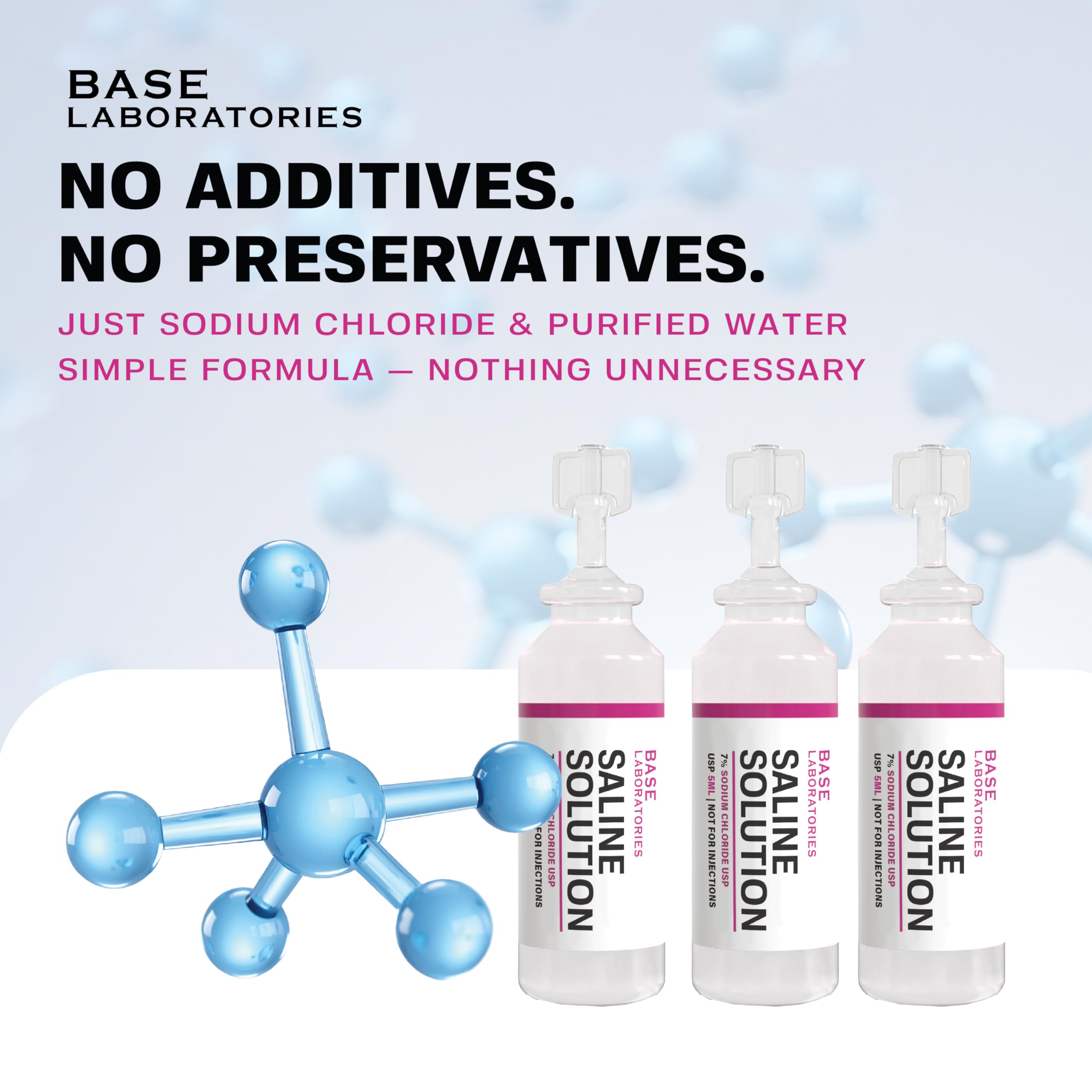 BASE LABORATORIES utilisation nasale et inhalation avec solution saline 7%.