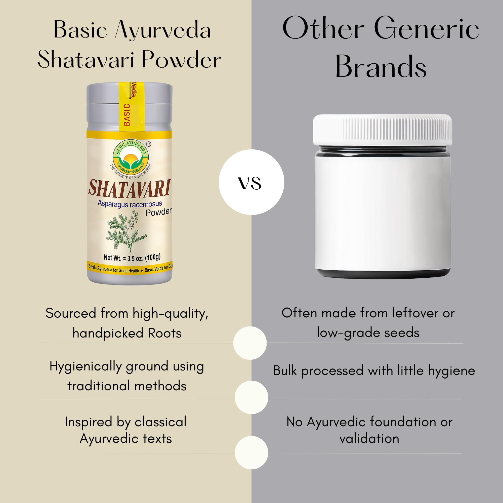 Poudre Shatavari sans additifs, pur et naturel.