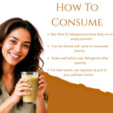 Basic Ayurveda Triphala Juice: notice nutritionnelle et mode d'emploi inclus.