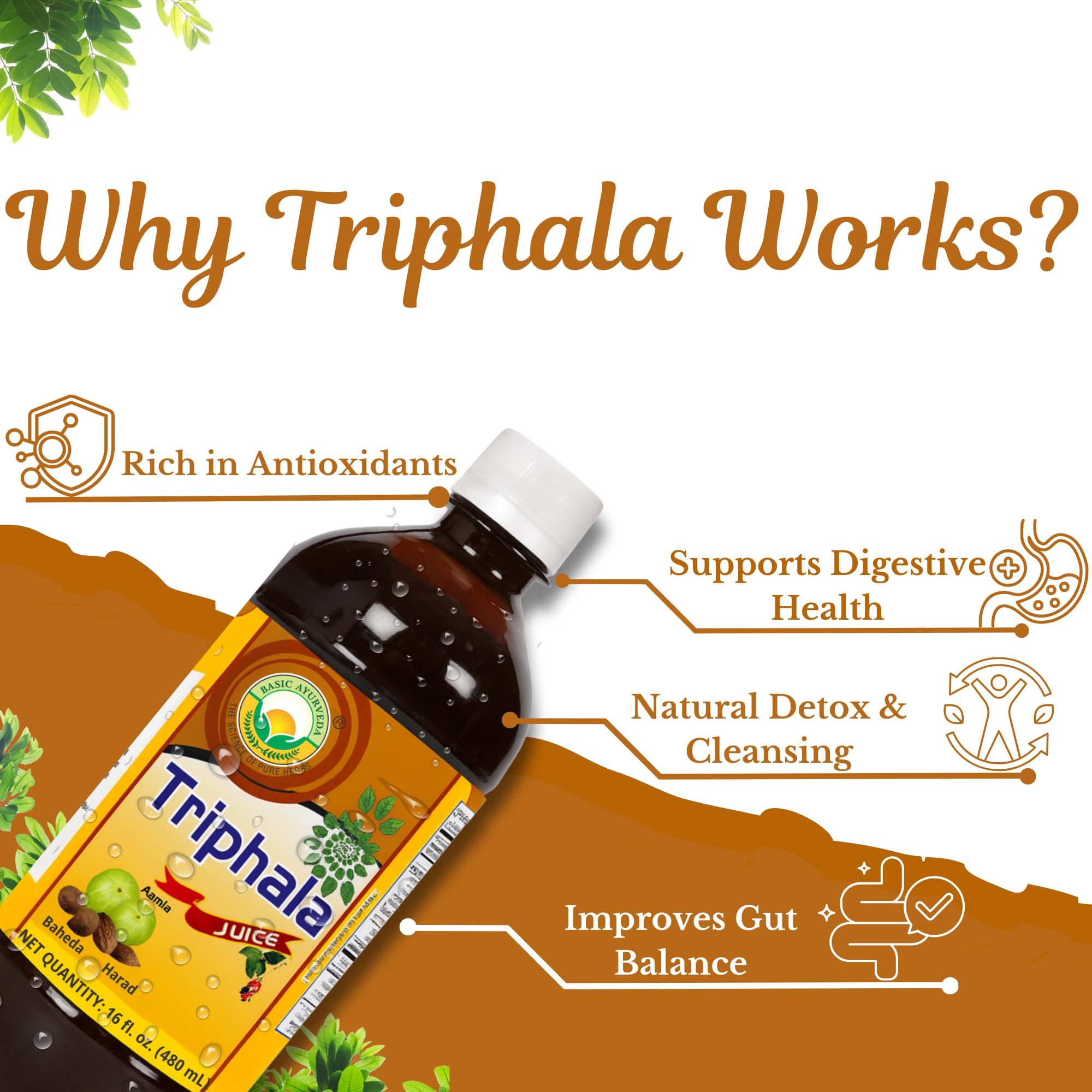 Basic Ayurveda Triphala Juice: sans sucre ajouté pour une option naturelle.