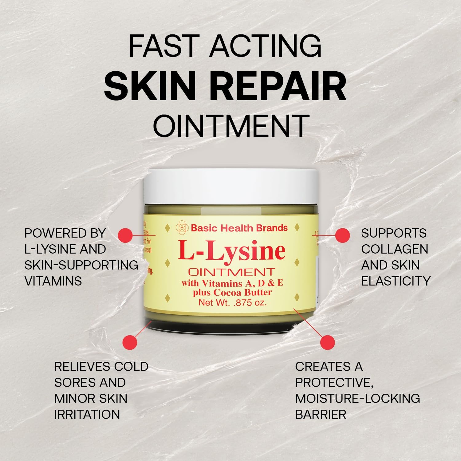 Application sur les lèvres avec la pommade Lysine Basic Brands pour hydrater