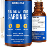 BASIC GREENS L-Arginine – bouteille liquide 2 oz, soutien potentiel à l'endurance et énergie