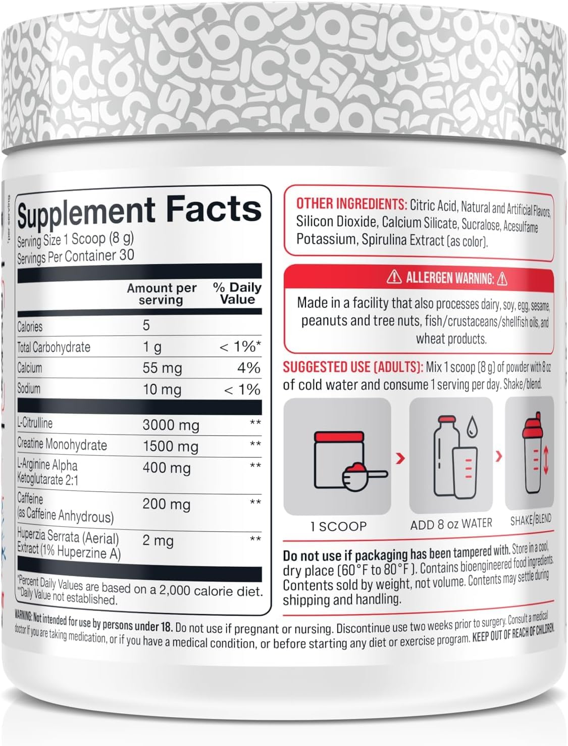 Doseur de poudre BASIC SUPPLEMENTS Pre-Workout pour dosage précis