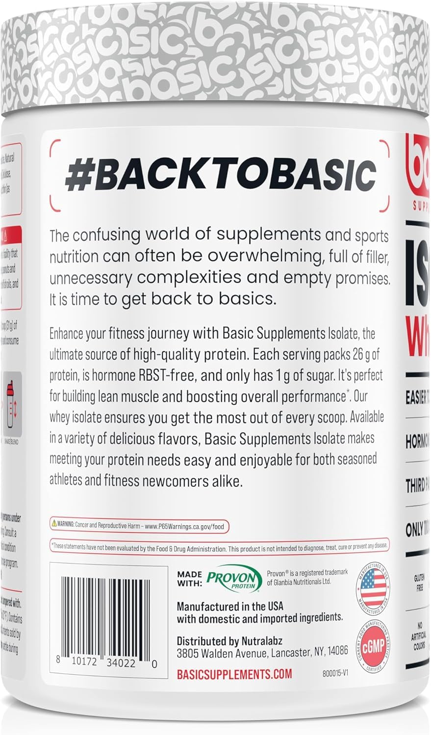 BASIC SUPPLEMENTS produit sans gras et sans gluten pour régime léger