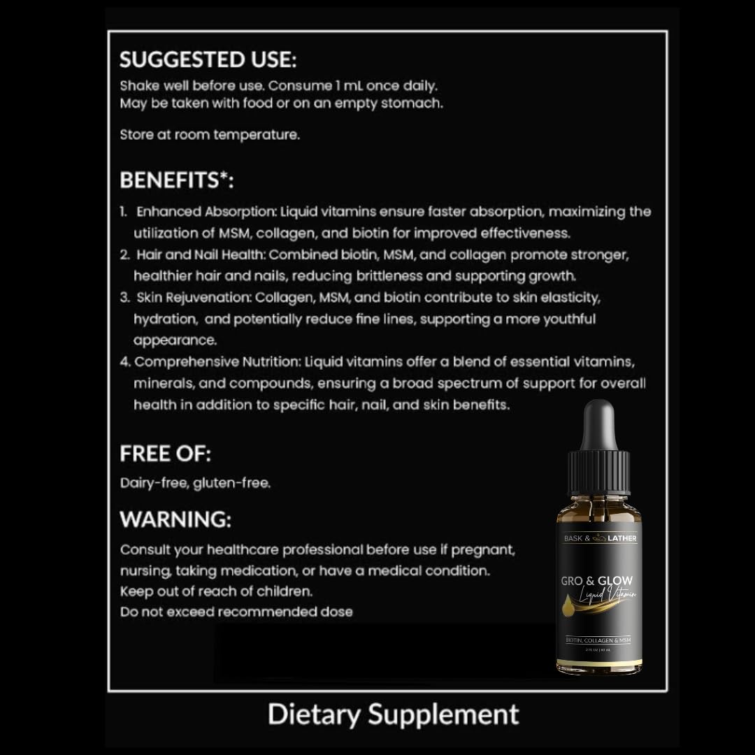 Gro & Glow formule liquide : absorption rapide pour des résultats potentiels.
