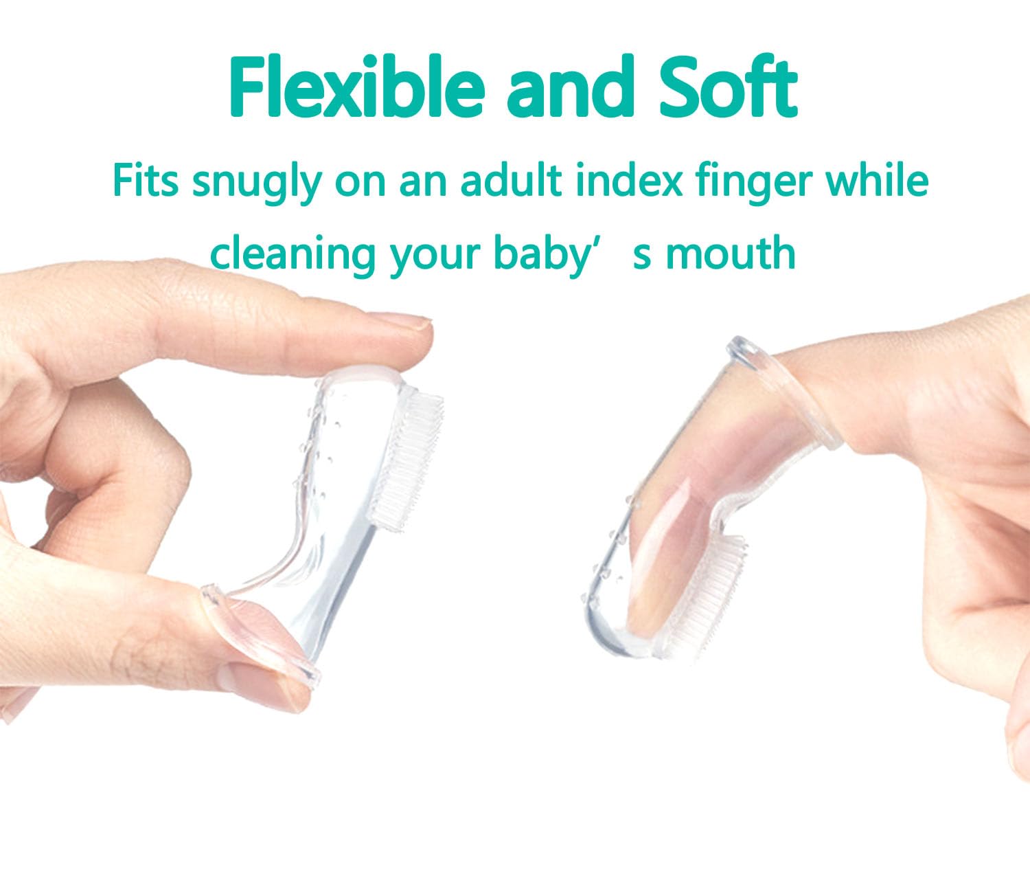 Bassion brosses-doigts bébé, massage des gencives et nettoyage de la langue.