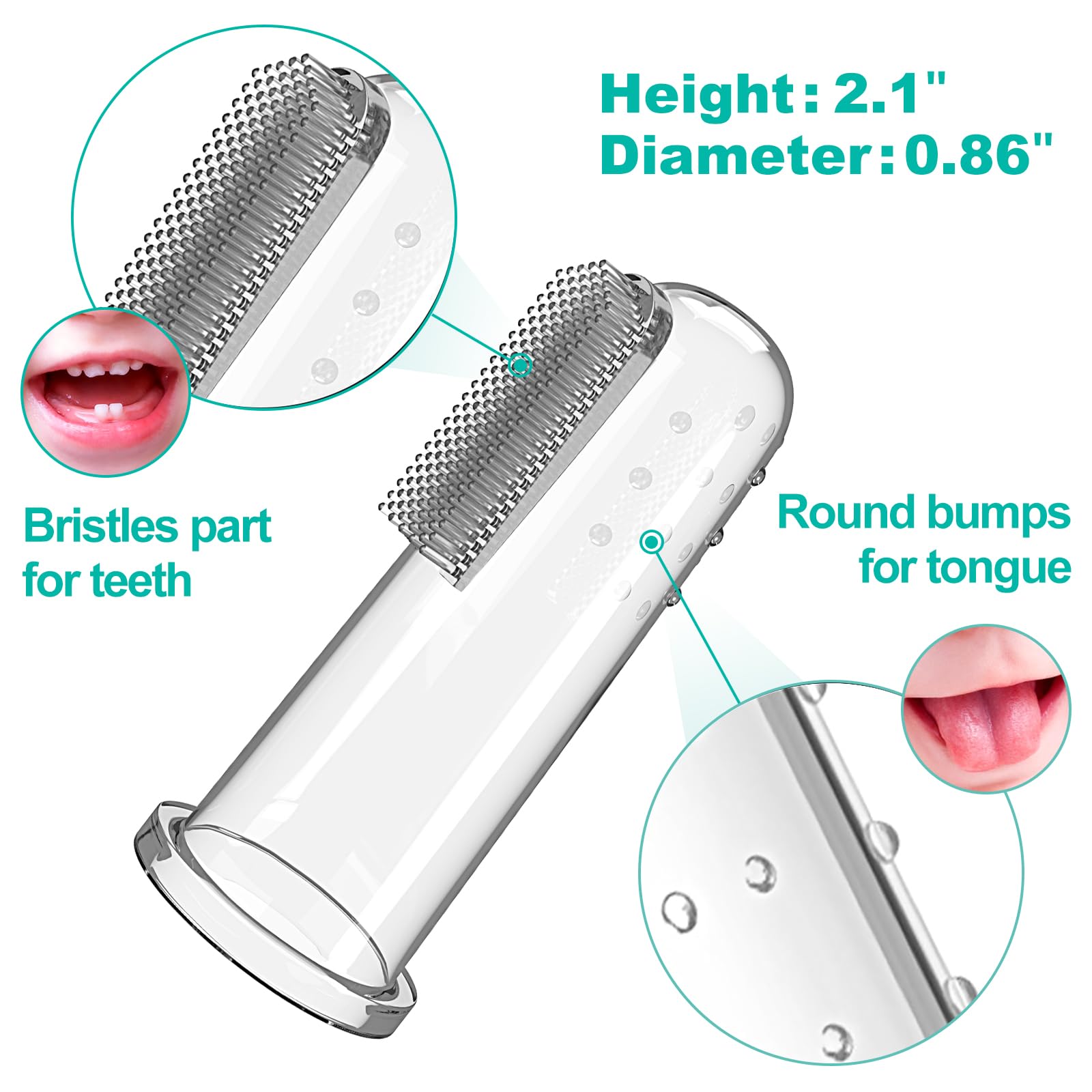 Bassion brosses-doigts bébé, poils souples pour un brossage en douceur.