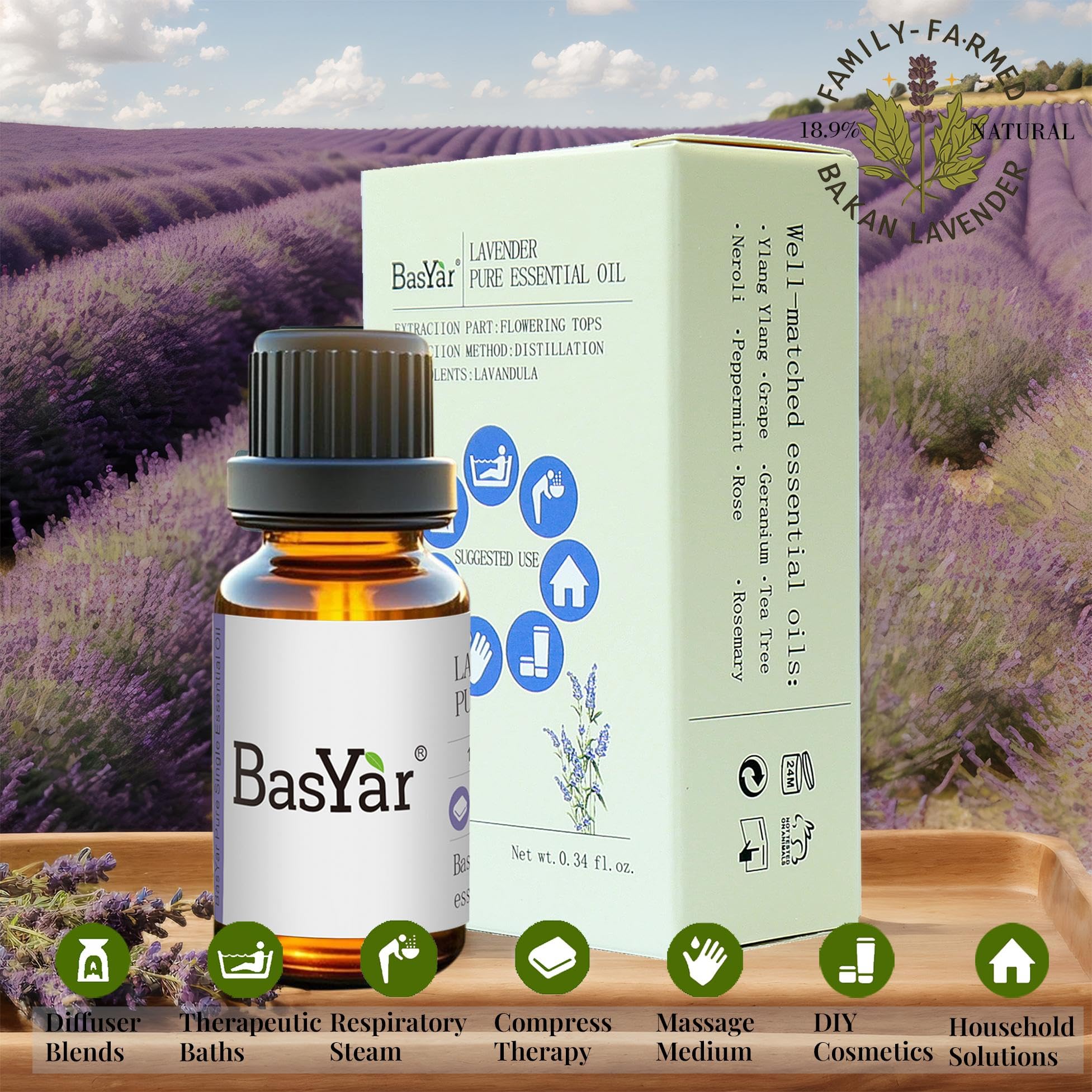 BasYar Pure Lavande — pipette précise pour doser facilement les gouttes.