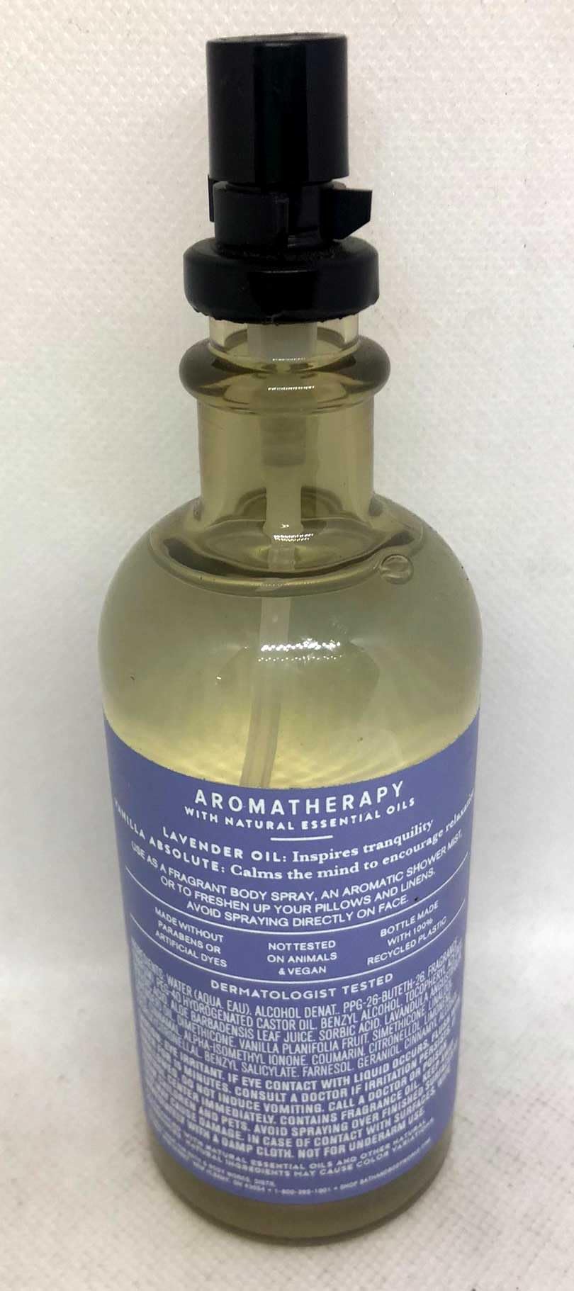 Bath & Body Works Aromathérapie flacon essences lavande et vanille apaise les rituels nocturnes