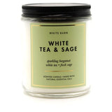 Bougie Bath & Body Works 1-mèche Thé blanc et Sauge, parfum durable et ambiance cocooning.