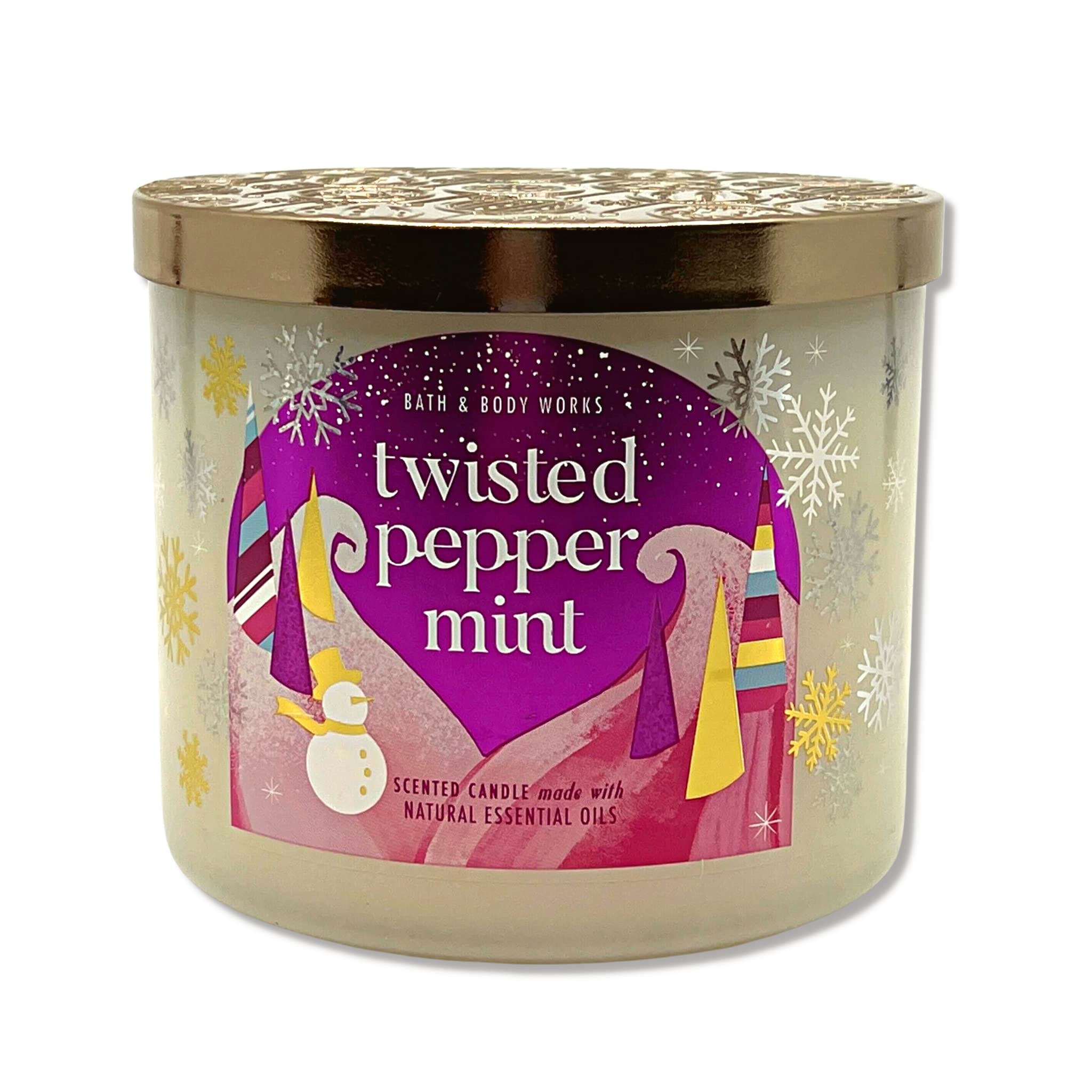 Bougie Bath & Body Works Twisted Peppermint vue avant, parfum puissant qui remplit l'espace