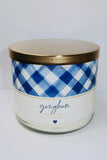 Bougie Bath & Body Works Gingham, 3 meches, jarre 14,5 oz pour ambiance chaleureuse.