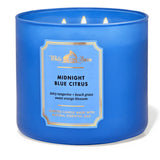 Bath & Body Works Midnight Blue Citrus, bougie 3 mèches, diffusion durable pour votre salon.