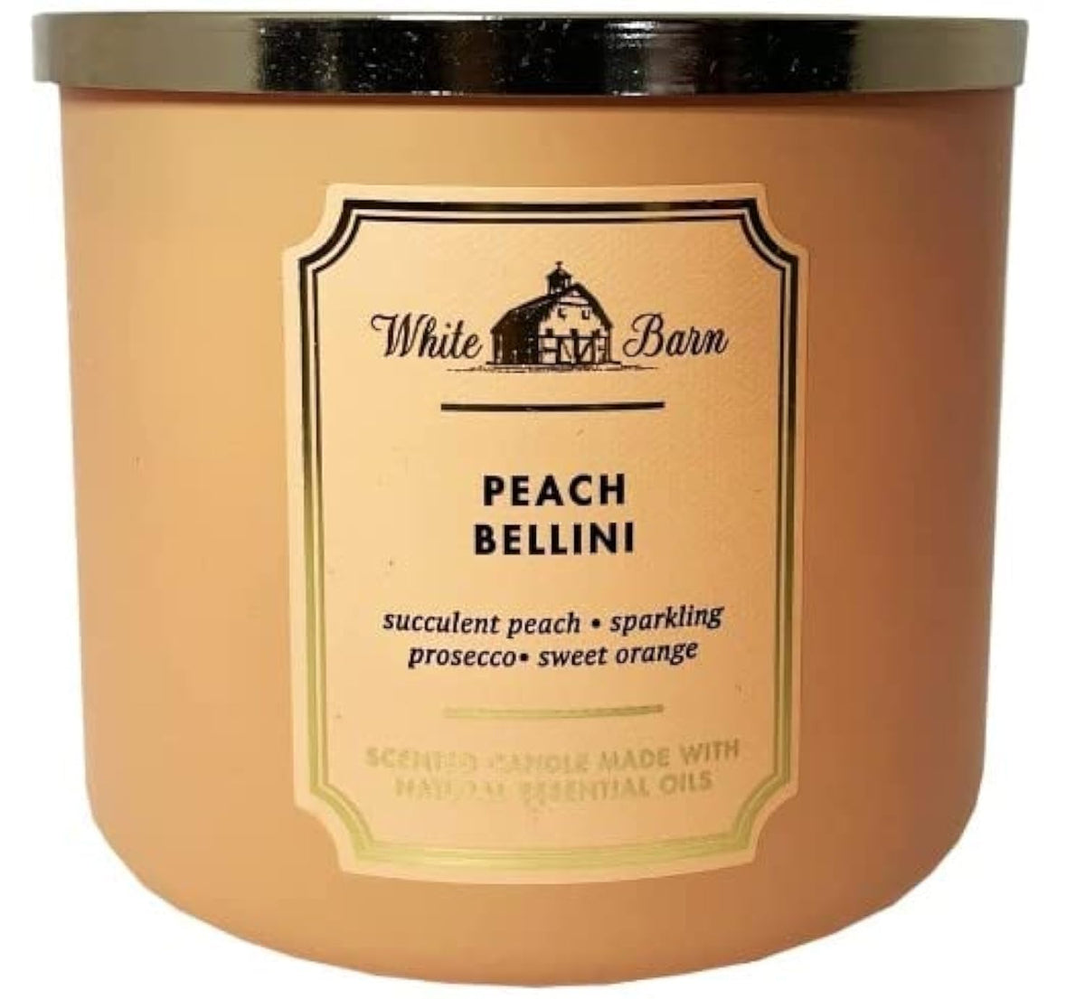 Bougie Peach Bellini à trois mèches de Bath & Body Works crée une ambiance chaleureuse et parfumee