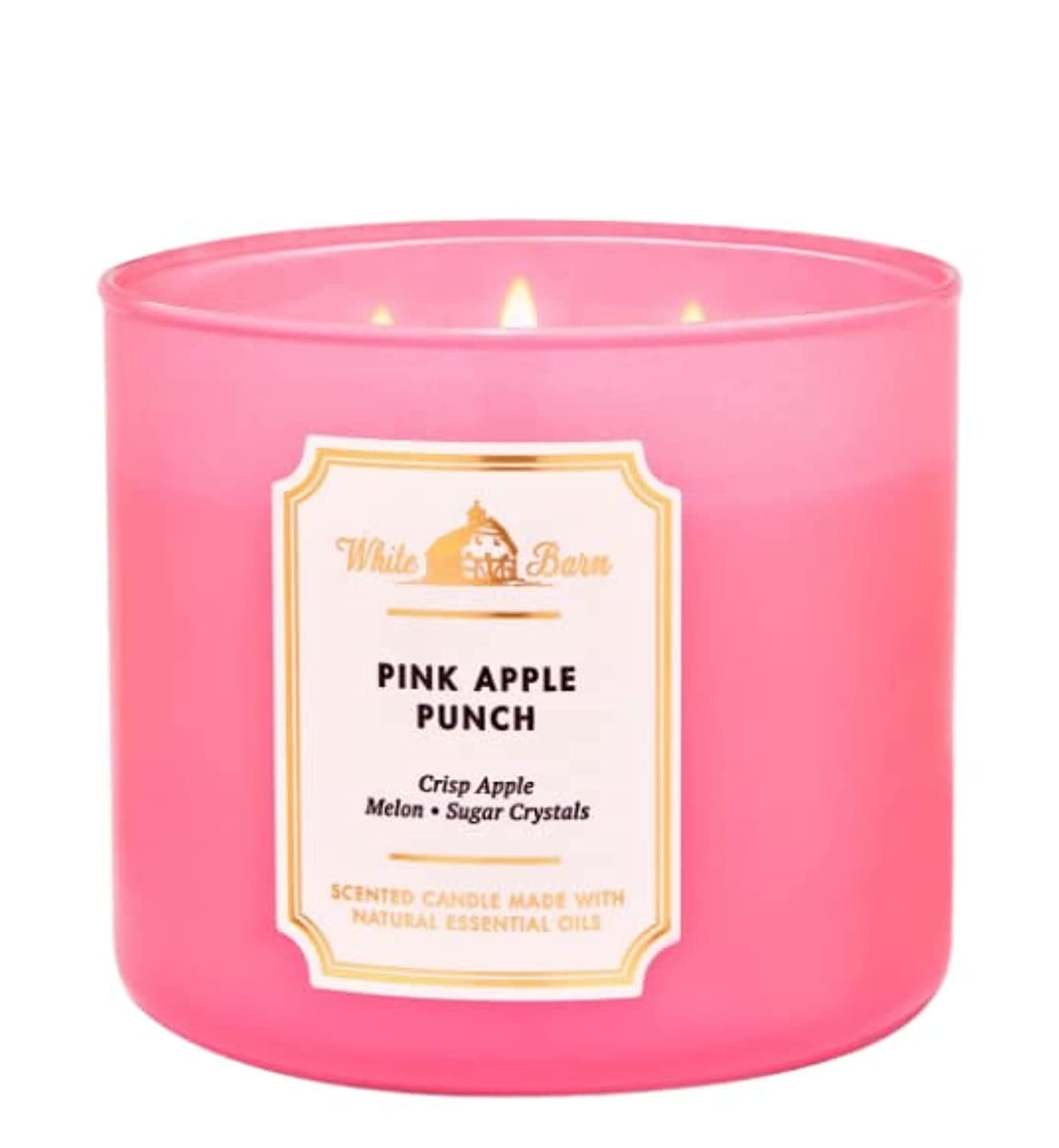 Bougie White Barn 3-wick Bath & Body Works Pomme Rose Punch pour une ambiance fruitée durable.