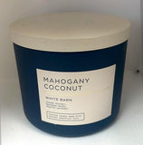 Bath & Body Works White Barn bougie à trois mèches mahogany-coconut, ambiance chaleureuse.