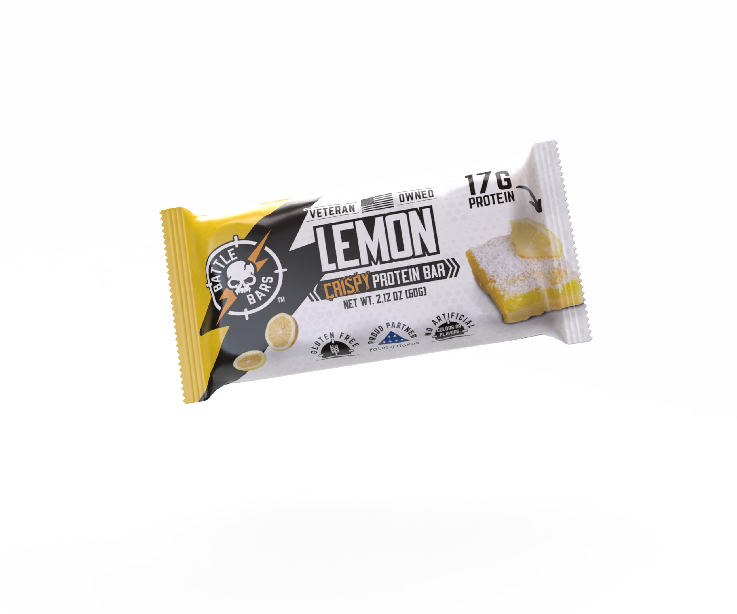 Barre Battle Bars citron-amande, collation pré-entraînement avec goût rafraîchissant.