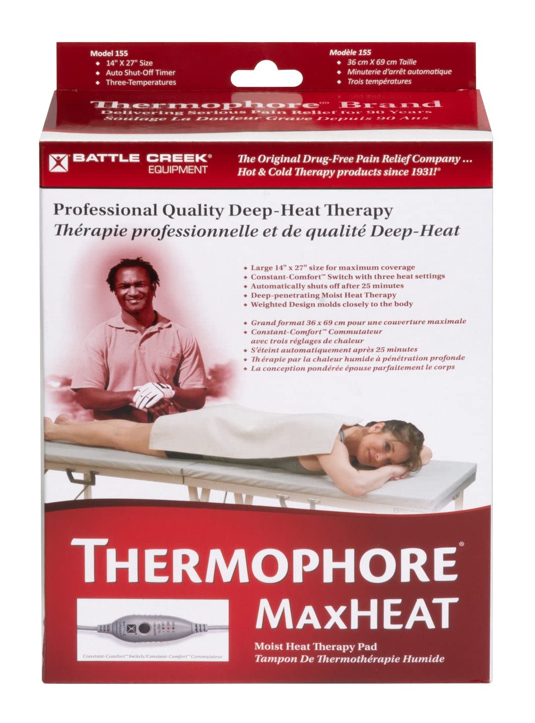 Thermophore MaxHEAT Plus avec couvercle amovible qui absorbe l'humidité.