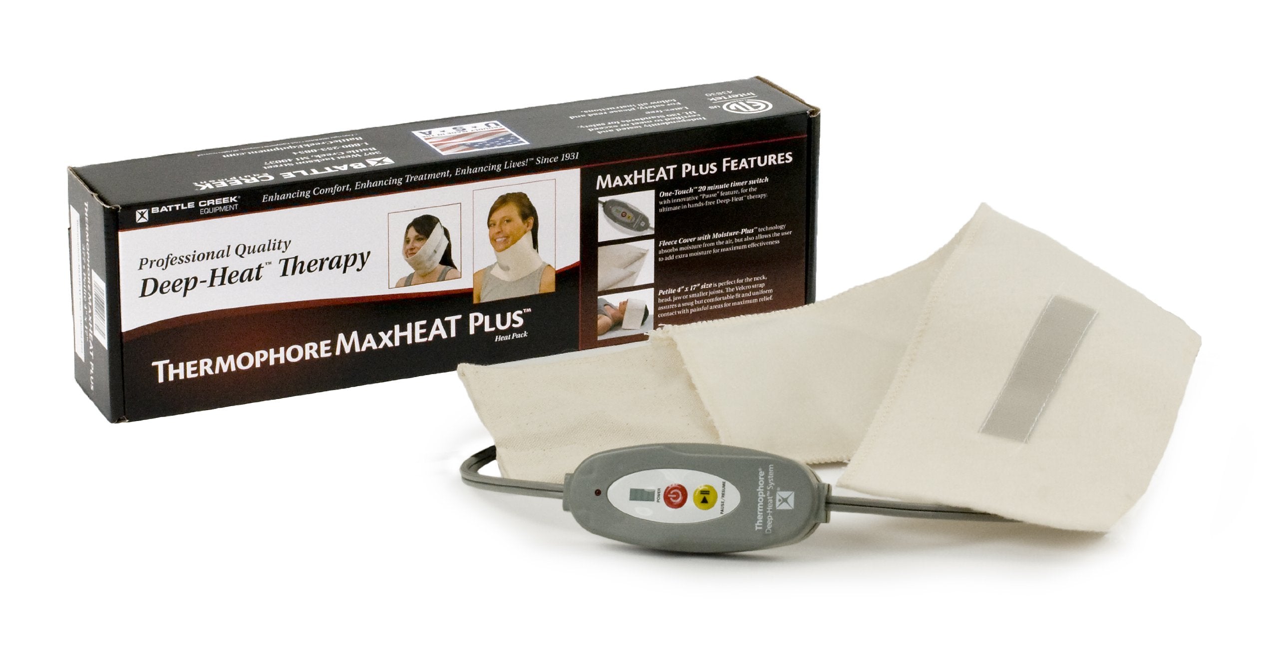 Battle Creek Thermophore MaxHEAT Plus, chaleur humide ciblée, soulage douleurs dorsales et articulations.