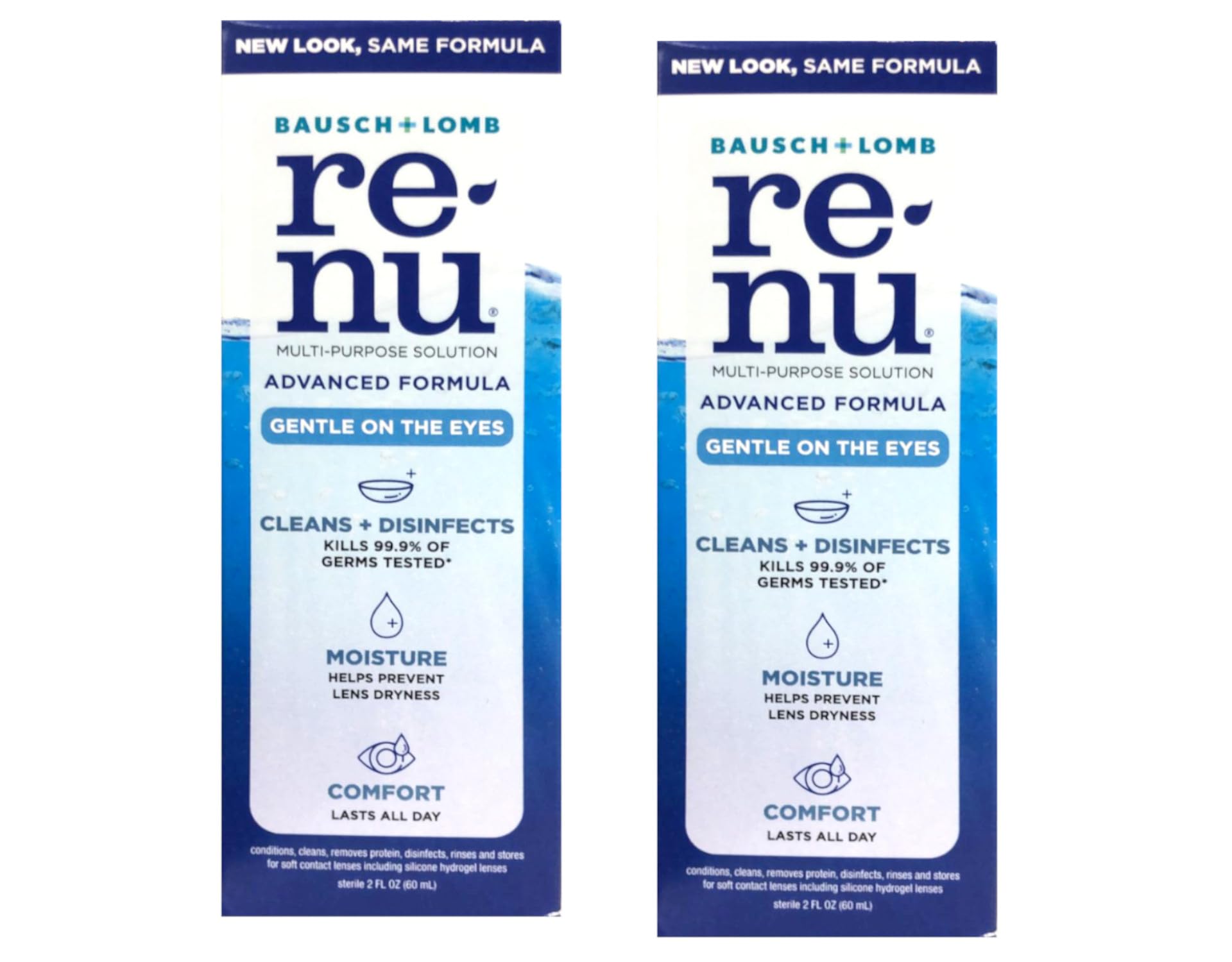 Bausch + Lomb Renu Advanced : bouteille 2 oz prête pour le voyage et le nettoyage des lentilles