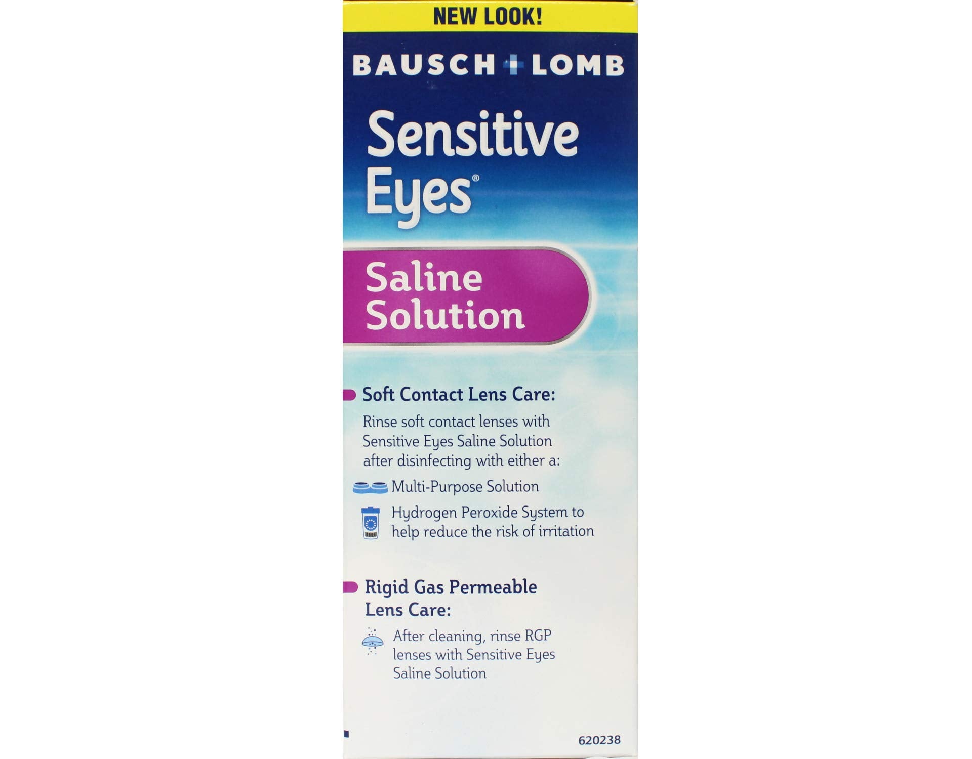 Bausch + Lomb Sensitive Eyes en pack de 6, solution saline pratique pour stockage des lentilles.