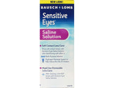 Bausch + Lomb Sensitive Eyes en pack de 6, solution saline pratique pour stockage des lentilles.