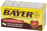 Étiquette Bayer Aspirine 325 mg montrant les codes NDC pour référence