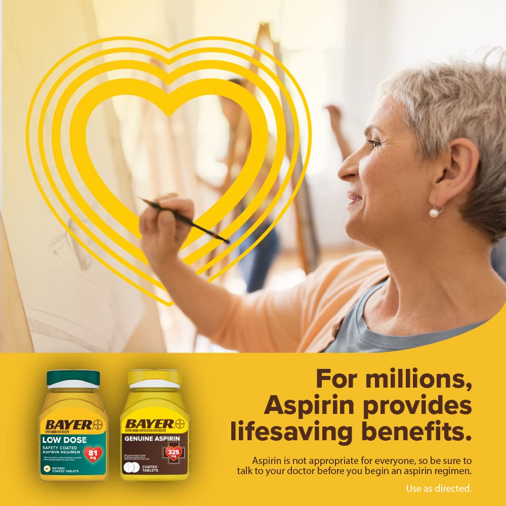 Aspirine Bayer 325 mg caplets dans le cadre d’un régime de prévention cardiovasculaire supervisé.