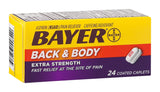 Caplets enduits Bayer pour douleurs du dos et du corps, soulagement potentiel rapide.