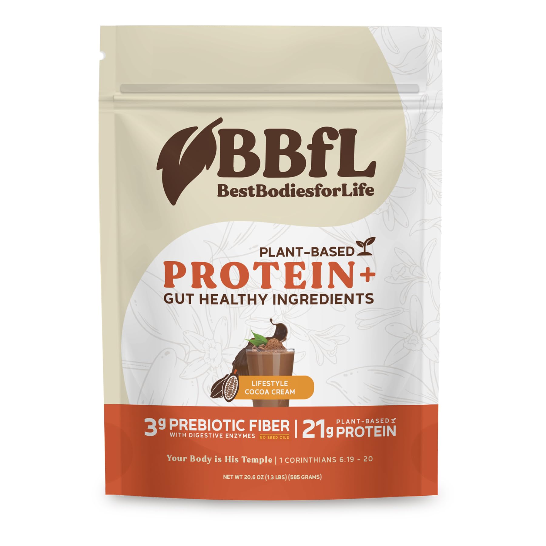 BBfL Shake protéiné végétal cacao crème, texture onctueuse pour le petit-déjeuner