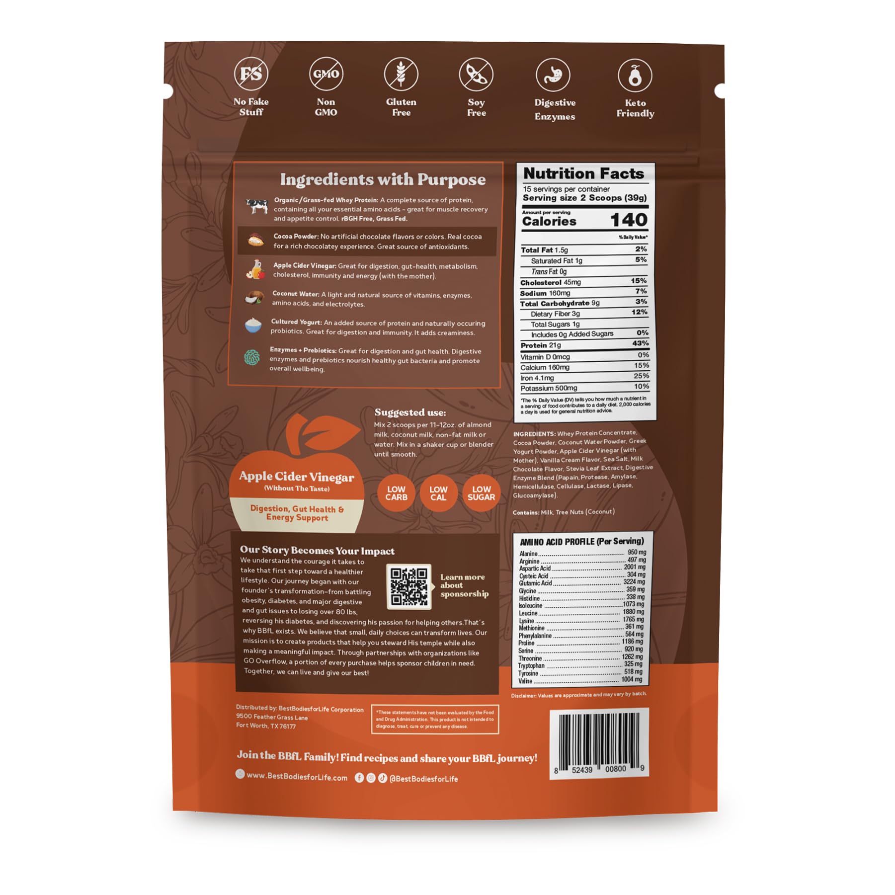 BBfL Shake 15 portions adaptée pour femmes et hommes actifs.